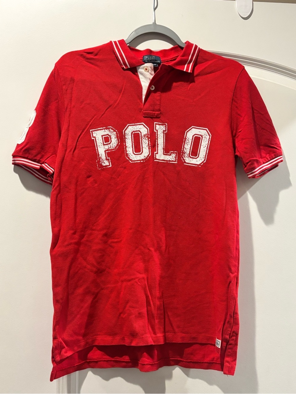 Polo by Ralph Lauren Red Short-Sleeve Polo with White Logo #3 on sleeve